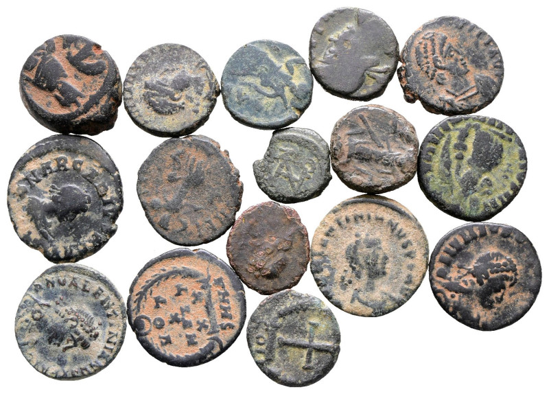 Lot of ca. 16 late roman bronze coins / SOLD AS SEEN, NO RETURN! 

Nearly Very...