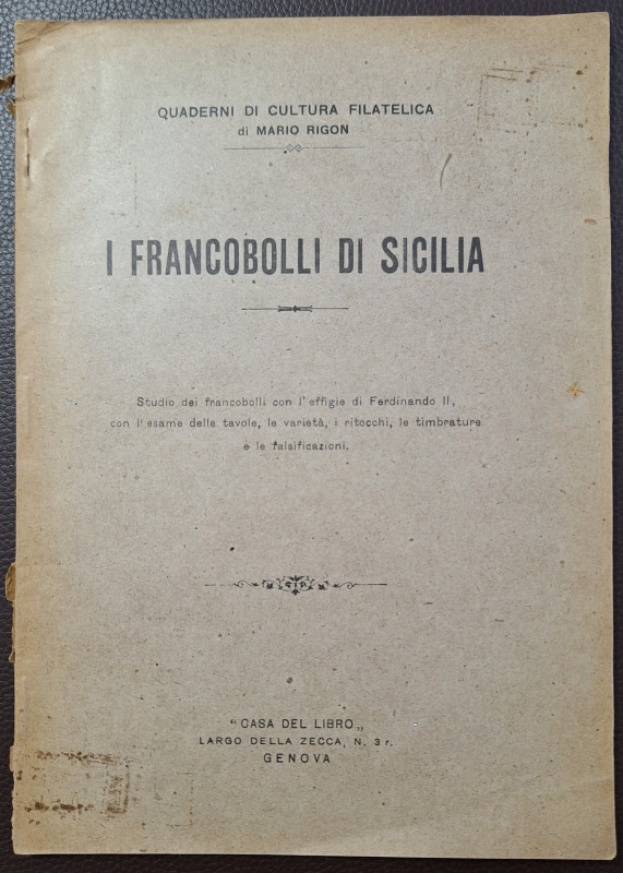 Libri. Mario Rigon. Quaderni di Cultura Filatelica. I Francobolli di Sicilia con...