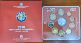 Euro. Repubblica Italiana. Serie divisionale 2010. 9 Valori. Metalli vari. Con moneta da 5 euro in Ag. Alfa Romeo. FDC. In confezione originale della ...