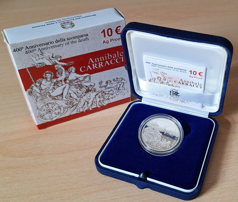 Euro. Repubblica Italiana. 10 Euro 2009. Ag. 400° Anniversario Annibale Carracci...