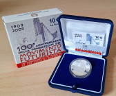 Euro. Repubblica Italiana. 10 Euro 2009. Ag. 100° Anniversario Fondazione Movimento Futurista. Peso 22 gr. In Cofanetto Originale. Proof. (2324)