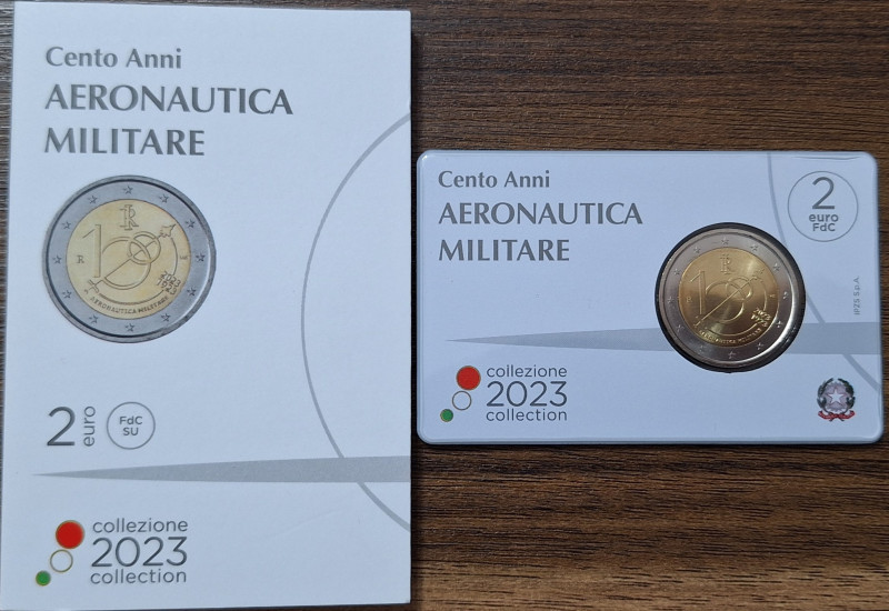 Euro. Repubblica Italiana. 2 Euro 2023. Bimetallica. 100 Anni Aeronautica Milita...