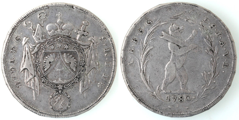 Monete Estere. Svizzera. San Gallo. Tallero 1780. Ag. KM34, Dav-1779. Peso gr. 2...