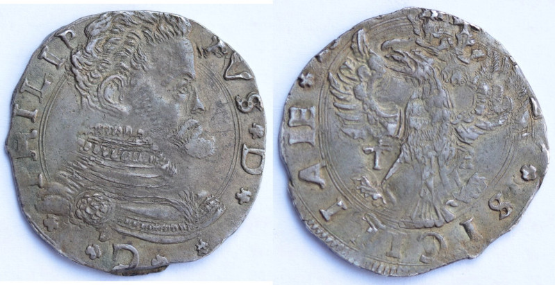 Zecche Italiane. Messina. Filippo II. 1556-1598. 4 Tarì 1560. Ag. Spahr 34; MIR ...