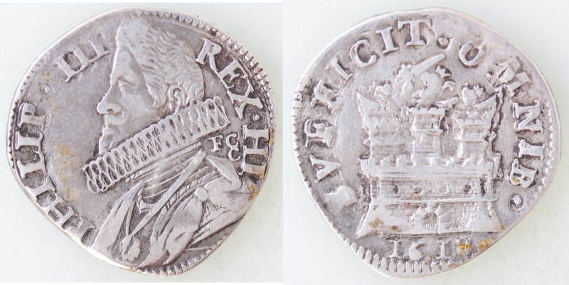 Zecche Italiane. Napoli. Filippo III. 1598-1621. 15 Grana 1618. Ag. Mag. 20. Pes...