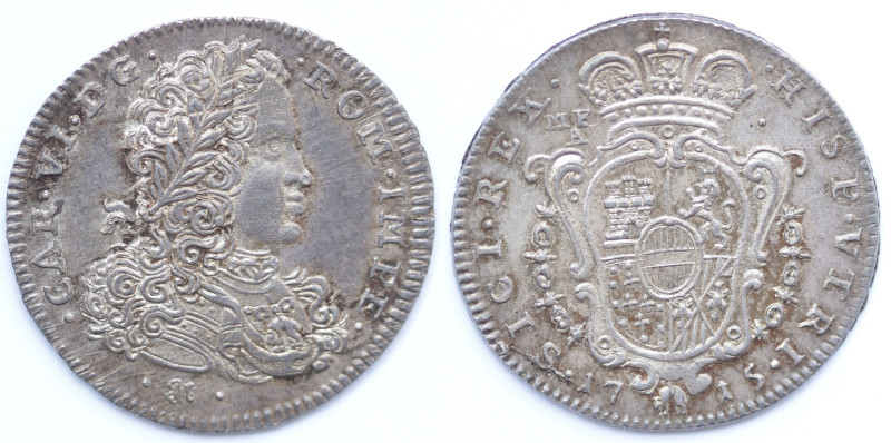 Zecche Italiane. Napoli. Carlo VI. 1711-1734. Tarì 1715. Ag. Mag. 90. Peso gr. 4...