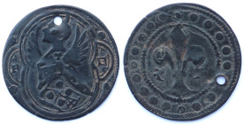 Tessere Mercantili. Padova. Francesco I da Carrara. 1325-1393. Peso gr. 1,94. Diametro mm. 23,30. BB. Foro. RR.