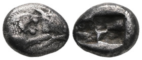 KINGS OF LYDIA. Kroisos, circa 560-546 BC. Siglos (Silver), Sardes, 550-546. Confronted foreparts of a lion, on the left, and a bull, on the right. Re...