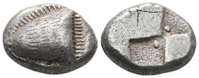 PAPHLAGONIA, Sinope. Circa 490-425 BC. AR Drachm . Head of sea eagle left; dolphin below / Double incuse punch with pellets in center. Toned, nice VF,...