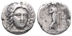 Greek
SATRAPS OF CARIA. Pixodaros, circa 341/0-336/5 BC. Drachm (Silver), Halikarnassos. Laureate head of Apollo facing, turned slightly to right and ...