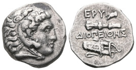 Greek Coins
IONIA. Erythrai. Drachm (Circa 325-315 BC). Diopeithes, magistrate.
Obv: Head of Herakles left, wearing lion skin.
Rev: EPY / ΔIOΠEIΘHΣ.
C...