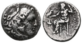KINGS of MACEDON. Alexander III. 336-323 BC. AR Drachm . Sardes mint. Struck under Philip III, circa 323-319 BC. Head of Herakles right, wearing lion'...