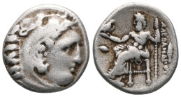 MACEDONIAN KINGDOM. Alexander III the Great (336-323 BC). AR drachm . NGC VF. Posthumous issue of Colophon, ca. 323-319 BC. Head of Heracles right, we...