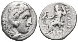 Kingdom of Macedon, Alexander III 'the Great' AR Drachm. Kolophon, circa 310-301 BC. Head of Herakles right, wearing lion's skin / AΛΕΞΑΝΔΡΟΥ, Zeus Aë...