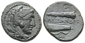 Greek
 Kings of Macedon, Alexander III the Great (336-323 BC) AE quarter unit (Bronze) Lifetime issue of Western Asia Minor Macedonian Bronzes.
Obv: H...