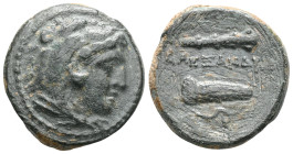 Greek
 Kings of Macedon, Alexander III the Great (336-323 BC) AE quarter unit (Bronze) Lifetime issue of Western Asia Minor Macedonian Bronzes.
Obv: H...
