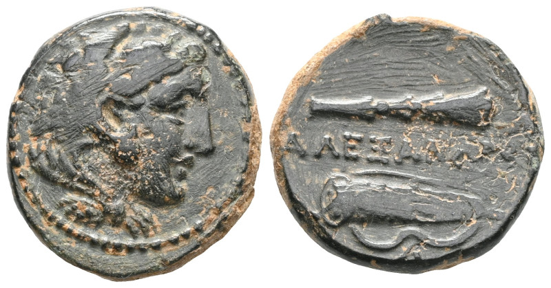 Greek Kings of Macedon, Alexander III the Great (336-323 BC) AE quarter unit (Br...
