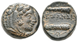 Greek
 Kings of Macedon, Alexander III the Great (336-323 BC) AE quarter unit (Bronze) Lifetime issue of Western Asia Minor Macedonian Bronzes.
Obv: H...
