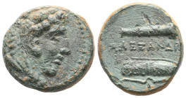 Greek
 Kings of Macedon, Alexander III the Great (336-323 BC) AE quarter unit (Bronze) Lifetime issue of Western Asia Minor Macedonian Bronzes.
Obv: H...