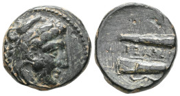 Greek
 Kings of Macedon, Alexander III the Great (336-323 BC) AE quarter unit (Bronze) Lifetime issue of Western Asia Minor Macedonian Bronzes.
Obv: H...