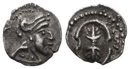 CILICIA, Tarsos. Balakros, satrap, 333-323 BC. AR Obol . Helmeted head of Athena / Shield ornamented with thunderbolt.Very Fine