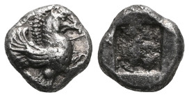 MYSIA, Lampsakos. Circa 500-450 BC. AR obol . Forepart of winged horse right / Rough incuse square. Gaebler, "Die Silberprägung von Lampsakos," Nomism...