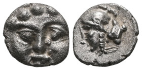 Pisidia, Selge AR Obol. 350-300 BC. Facing Gorgoneion / Helmeted head of Athena left. SNG von Aulock 5441, 4h.
Very Fine.