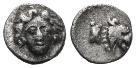 Greek Coins
PISIDIA.Selge.(Circa 250-190 BC).Obol.
Obv : Facing female head.
Rev : Lion's head right.Very Fine