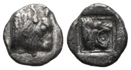 IONIA. Samos. Obol (6th-5th century BC).Obv: Head of bull right.Rev: Head of roaring lion right within incuse square.Very Fine