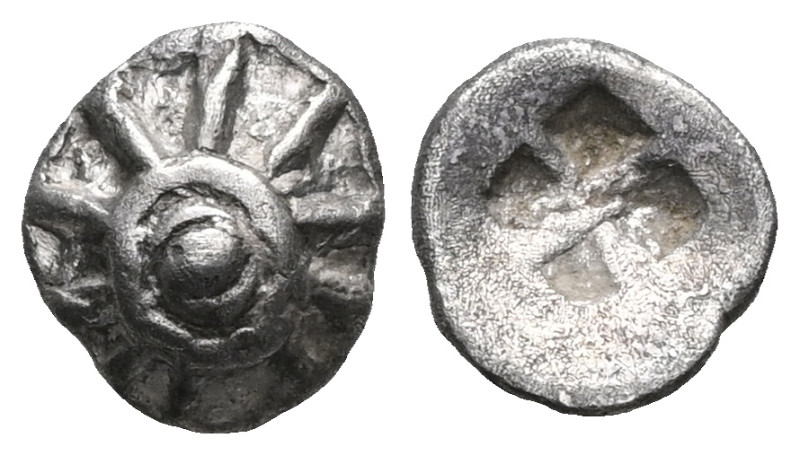 Ionia, Erythrai AR Hemiobol. Circa 480-450 BC. Rosette with central pellet / Sun...