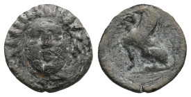 Greek
CILICIA. Uncertain mint. (Circa 4th century).
AR Obol
Obv: Gorgoneion facing, wearing triple-pendant earrings
Rev: Sphinx seated to left.Very Fi...