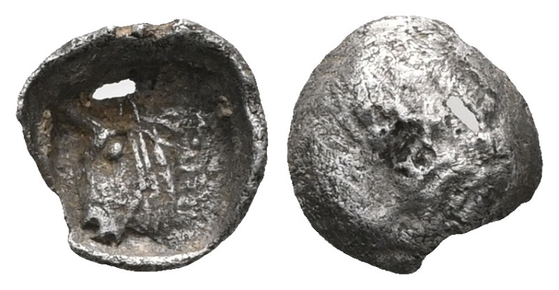 Greek Coins IONIA. Uncertain. Obol? (Circa 6th century BC). Obv: Head and neck o...