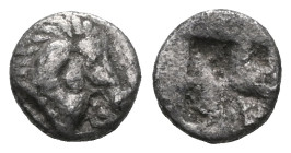 Greek
Kyme, Aeolis, AR obol , ca. 480-450 BC. Kyme, Aeolis, AR obol (Silver), ca. 480-450 BC.
Obv: Head and neck of bridled horse right.
Rev: Incuse s...