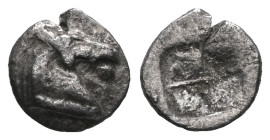 Greek
Kyme, Aeolis, AR obol , ca. 480-450 BC. Kyme, Aeolis, AR obol (Silver), ca. 480-450 BC.
Obv: Head and neck of bridled horse right.
Rev: Incuse s...