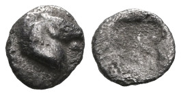Greek
Kyme, Aeolis, AR obol , ca. 480-450 BC. Kyme, Aeolis, AR obol (Silver), ca. 480-450 BC.
Obv: Head and neck of bridled horse right.
Rev: Incuse s...