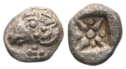 Kebren (BC 480-450) Obolca 520-480 BC. AR Obol . Head of ram left / Stellate pattern in incuse square. Very rare.