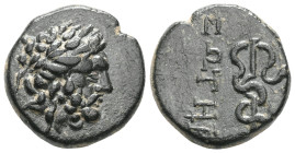 Greek
Mysia, Pergamon, Civic Issue (200-113 BC) AE (Bronze, 16mm, 2.90g) Mysia, Pergamon, Civic Issue (200-113 BC) AE 
Obv: Laureate head of Aesclepio...