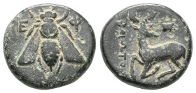 Greek
IONIA, Ephesos (Circa 390-320/00 BC)
AE Bronze 
Obv: Dias, magistrate. E-Φ, bee
Rev: ΔIAΣ, stag kneeling left, head right; astragalos above.