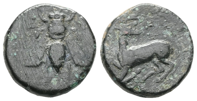 Greek IONIA, Ephesos (Circa 390-320/00 BC) AE Bronze Obv: Dias, magistrate. E-Φ,...