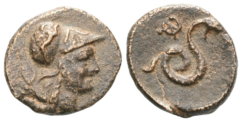 Greek Mysia, Pergamon, Philetairos. Ae. 200-133 BC. Obv: Helmeted head of Athena...