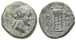 Greek
Seleukid Kingdom. Antioch. Seleukos II Kallinikos 246-226 BC.
Bronze Æ
Laureate head of Apollo right / ΒΑΣΙΛΕΩ[Σ] ΣΕΛΕΥΚΟΥ; tripod with three ri...