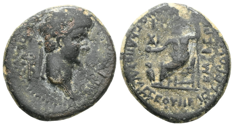 Nero augustus, 54 – 68 L. Servenius Capito . Bronze, Acmoneia Phrygiae 55, Æ 4.9...