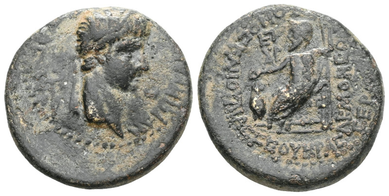 Nero augustus, 54 – 68 L. Servenius Capito . Bronze, Acmoneia Phrygiae 55, Æ . A...