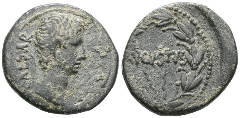 Augustus Æ of uncertain mint, Asia Minor. Circa 25 BC. [C]AESAR, bare head to ri...