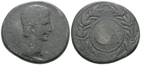 Mysia, Pergamum AE Sestertius (Bronze) Octavian (Augustus, 27 BC-14 AD) ca 25 BC
Obv: AVGVSTVS, Bare head r.
Rev: CA within laurel wreath.
Ref: C 791....