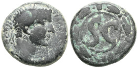 Syria. Antioch, Tiberius. (14-37 AD). AE Bronze. 
Laureate bust of Tiberius right.
Rev: SC in wreath.