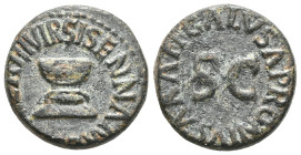 Roman Imperial Augustus. 27 B.C.-A.D. 14 Æ quadrans . Rome mint, Struck 5 B.C. Apronius, Galus, Messala, Sisenna, moneyers. Very Rare variety. SISENNA...