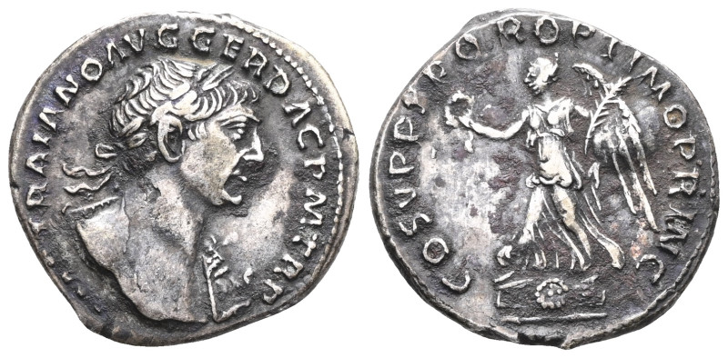 TRAJAN (98-117). Fourrée Denarius. Imitating Rome. Obv: IMP CAES NER TRAIANO OPI...