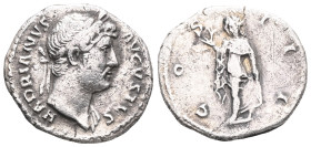Hadrian (AD 117-138). AR denarius . NGC Choice VF, brushed. Rome, AD 125-128. HADRIANVS-AVGVSTVS, laureate head of Hadrian right, slight drapery on le...