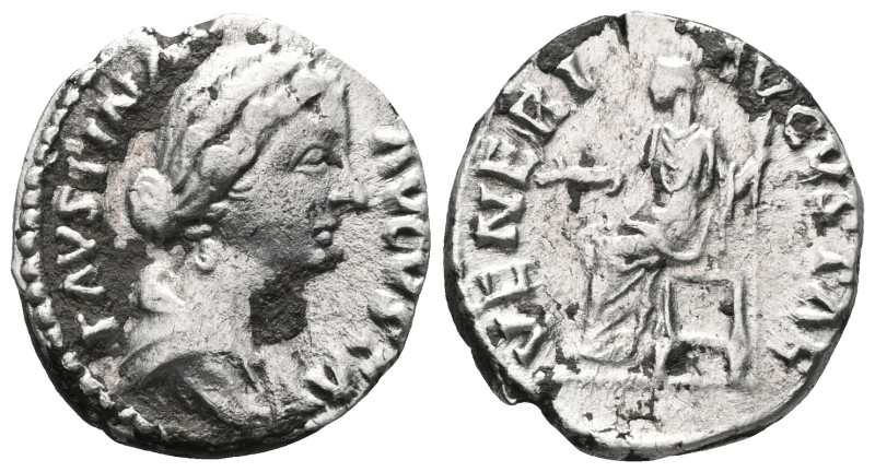 Faustina Junior AR Denarius. Rome, AD 179. FAVSTINA AVGVSTA, draped bust right /...